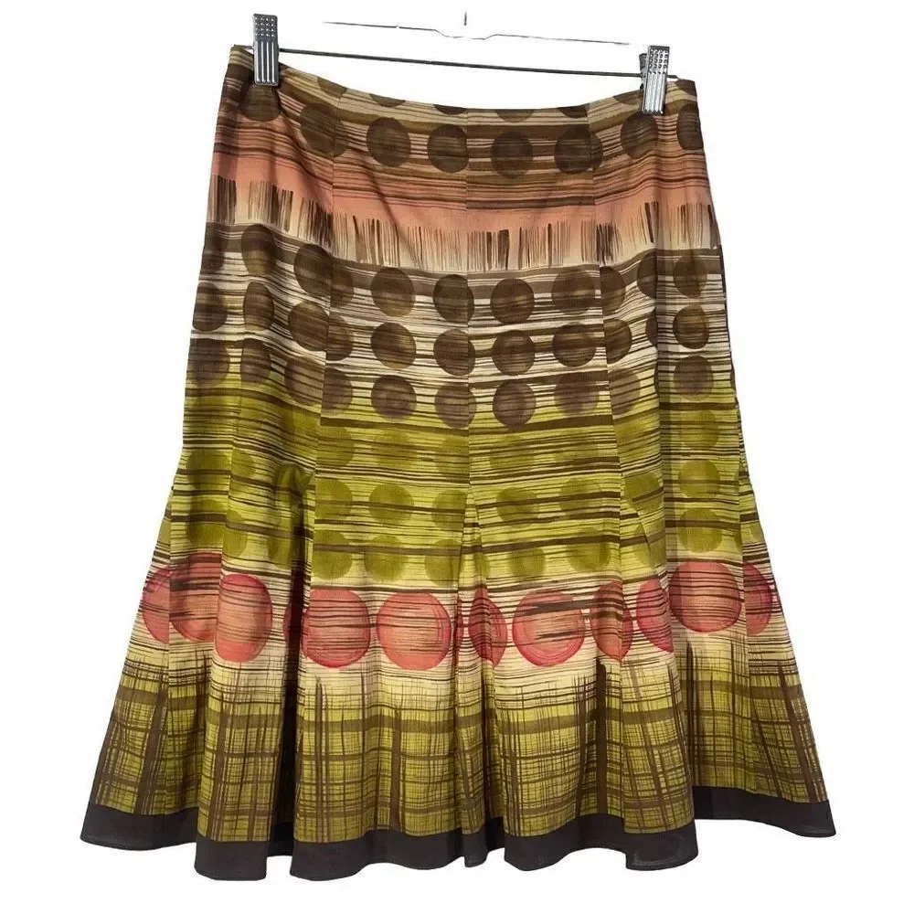 Talbots Women's Vintage Multicolor A-line pleated ruffle Skirt Size Petite 6